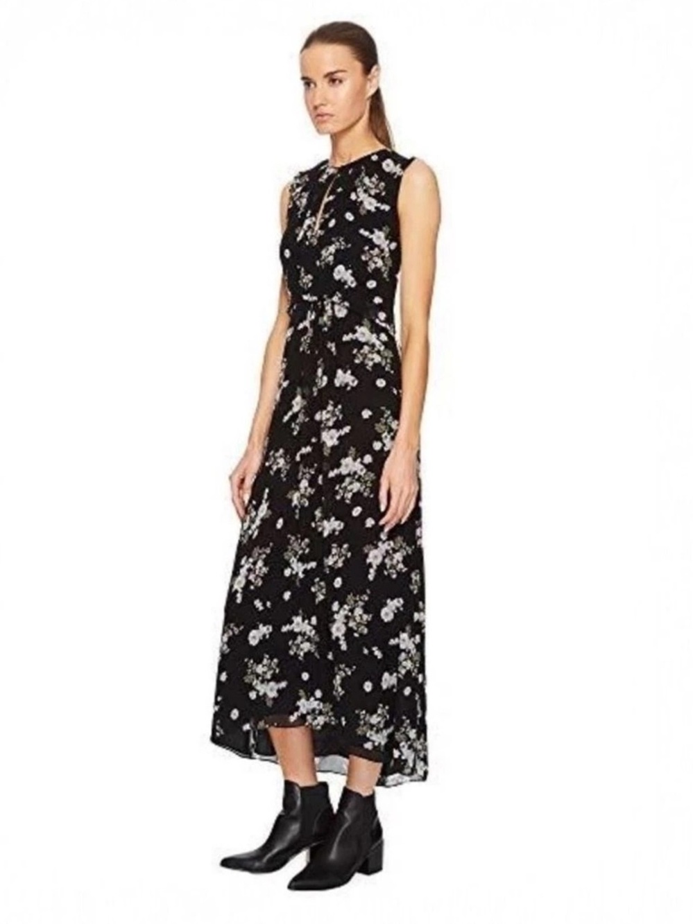 Vince Toss Floral Side Drape Floral Silk Maxi Dress Women’s XS B1